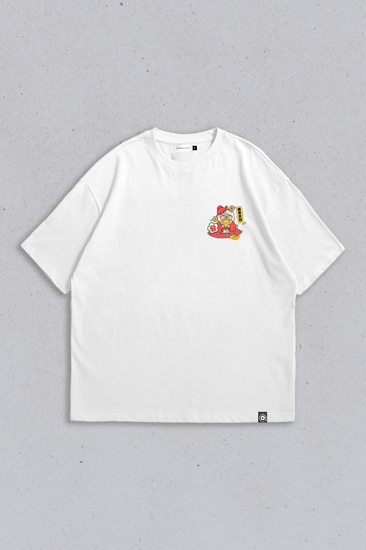 Oversized T-shirt gong xi fa cai White