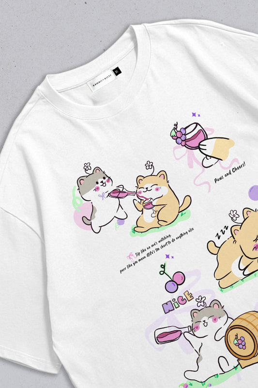 Oversized T-shirt Purr & Pour White